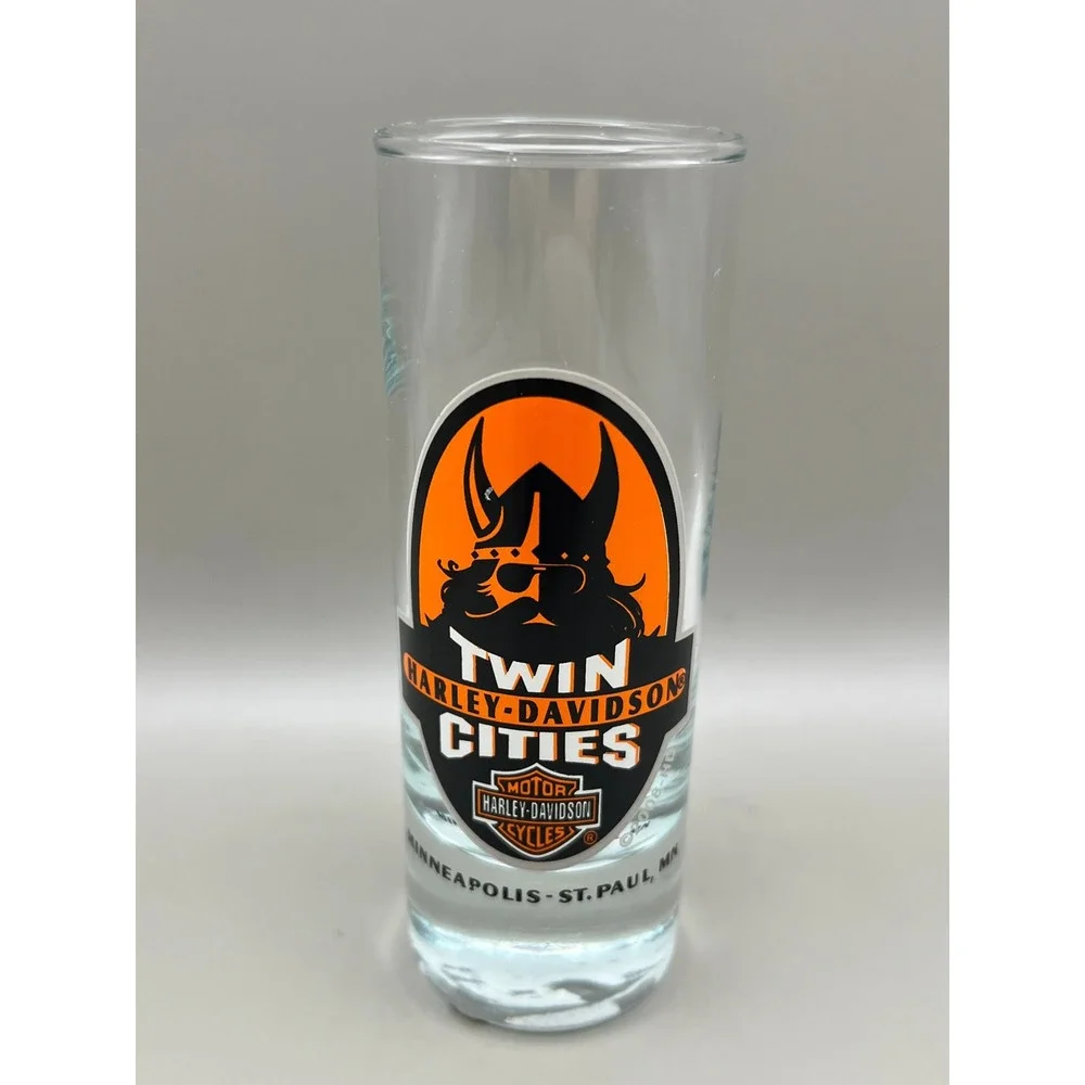Harley-Davidson Twin Cities Minneapolis‎ St Paul Viking Tall Shot Glass 4.25